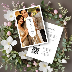 Reserva La Fecha White Stylish Oval Minimalist 2 Photos Wedding