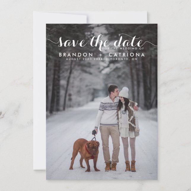 Reserva La Fecha White Whimsical Script Photo Save the Date (Anverso)