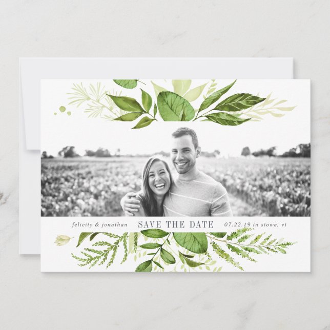 Reserva La Fecha Wild Meadow Photo Save the Date Card (Anverso)