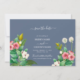 Reserva La Fecha Wildflowers Periwinkle Dusty Blue Boda