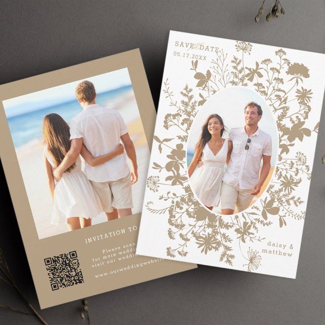 Reserva La Fecha Wildflowers Tan Silhouette 2 Photo Boda (Subido por el creador)