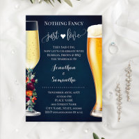 Wine Blue Nothing Fancy Bubble Brew Wedding Invite