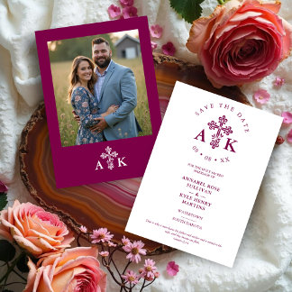 Reserva La Fecha Wine Ornate Christian Cross Minimalist Wedding