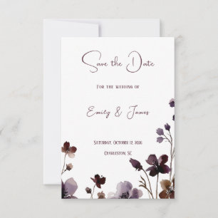 Reserva La Fecha Wine Red Plum Mauve Fall Floral Wedding
