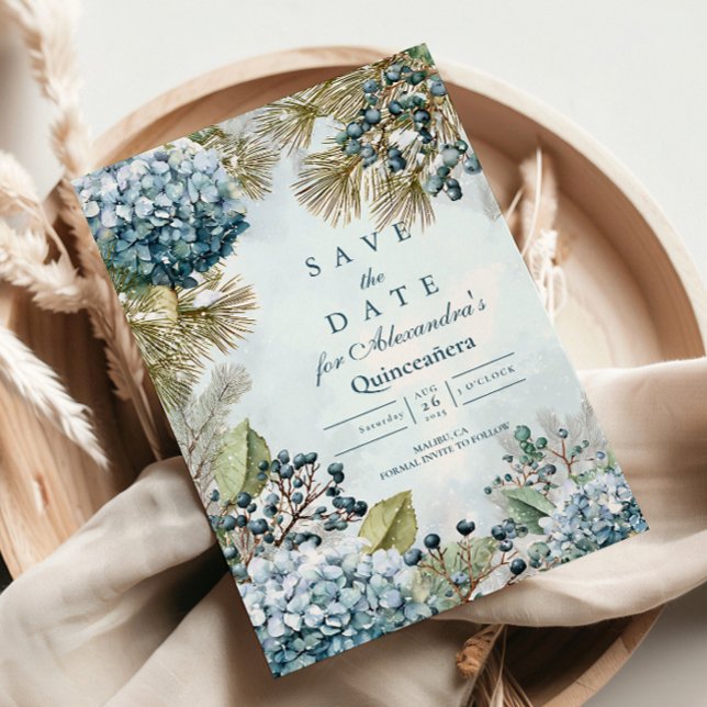 Reserva La Fecha Winter Blue Floral Quinceañera (Subido por el creador)