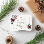 Reserva La Fecha Winter Burgundy Floral Pine Gold Salvar La Fecha<br><div class="desc">Elegante,  Borgoña,  diseño floral blanco. Tiene un magnífico ramo floral de color borgoña,  una acuarela blanca,  flechas florales únicas con corazones divisorios,  un elegante marco de oro falso. Utilice la herramienta Personalizar para agregar su información. Para ver los artículos que coincidan,  visite mi colección de Bouquet floral de invierno.</div>