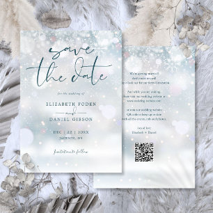 Reserva La Fecha Winter Wonderland Boda de Nieve con código QR