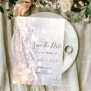 Reserva La Fecha Winter Wonderland Branches Greenery Save The Date