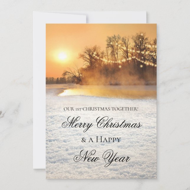 Reserva La Fecha Winter Wonderland First Christmas Photo Card (Anverso)
