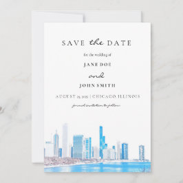 Reserva La Fecha Wintery Chicago Skyline Flat Save The Date Card
