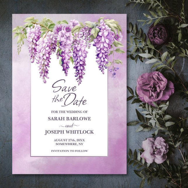 Reserva La Fecha Wisteria rosa Boda Floral Salven la fecha (Subido por el creador)