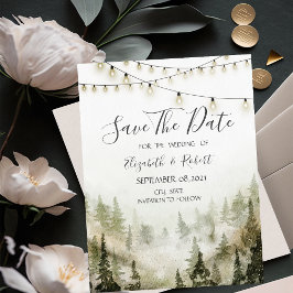 Reserva La Fecha Woodland, Forest, Pine Trees, Lights Save The Date