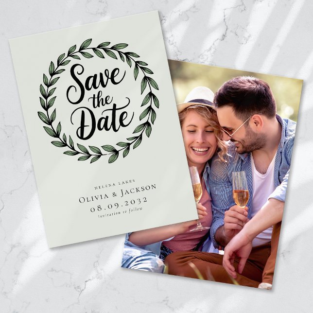 Reserva La Fecha Wreath Calligraphy Photo Boda (Subido por el creador)