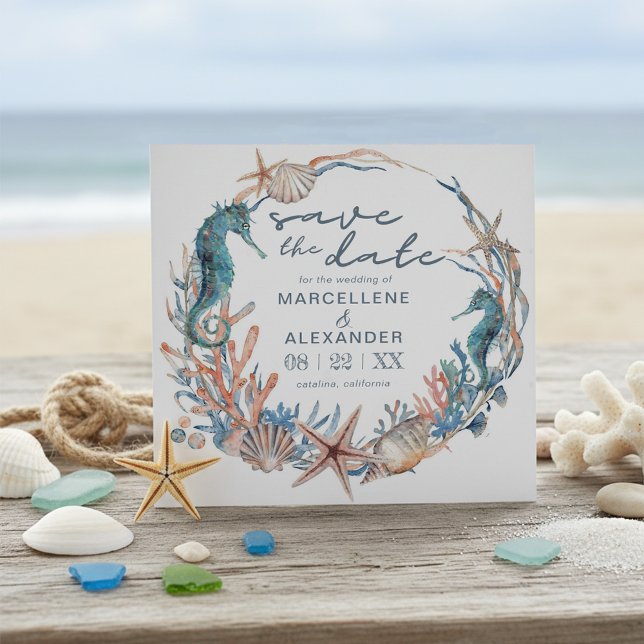 Reserva La Fecha Wreath del mar | Boda acuática en la playa (Subido por el creador)
