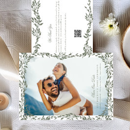 Reserva La Fecha Wreath Sage Green Frame Photo QR CODE Boda