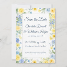 Yellow Blue Watercolor Save the Date