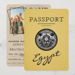 Reserva La Fecha Yellow Egypt Passport Wedding Save the Date