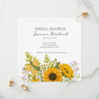 Reserva La Fecha Yellow Modern Sunflowers Bouquet Bridal Shower