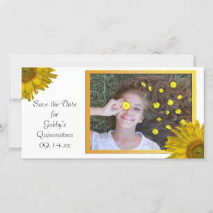 Reserva La Fecha Yellow Sunflower Quinceanera Save the Date