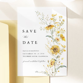 Reserva La Fecha Yellow Wildflower Sunflower Wedding