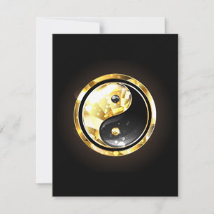 Reserva La Fecha Yin Yang dorado en negro