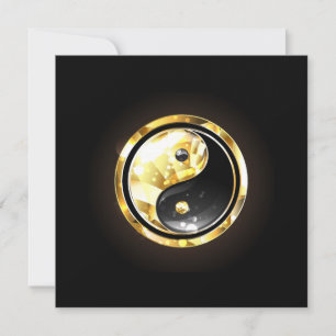 Reserva La Fecha Yin Yang dorado en negro