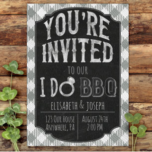 Reserva La Fecha Yo hago BBQ Silver Bridal & Wedding Shower Invitac