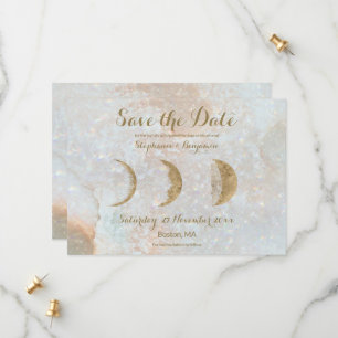 Reserva La Fecha Zodiac Moon Blue Celestial Save the Date Card