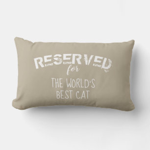 reservado para el gato cita almohada beige y blanc