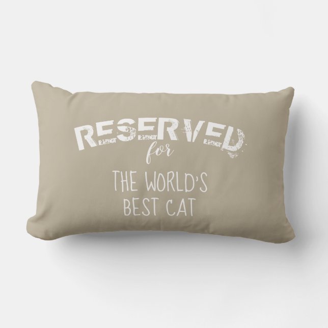 reservado para el gato cita almohada beige y blanc (Anverso)