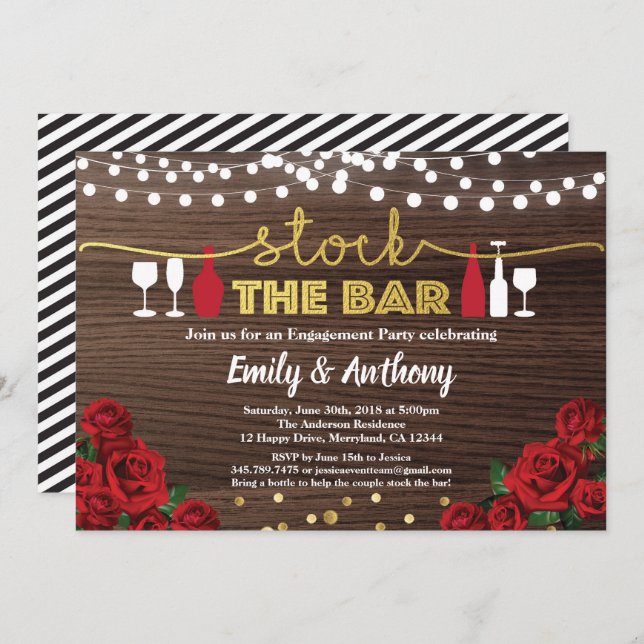 Reservar la invitación al bar Madera roja rústica (Anverso / Reverso)