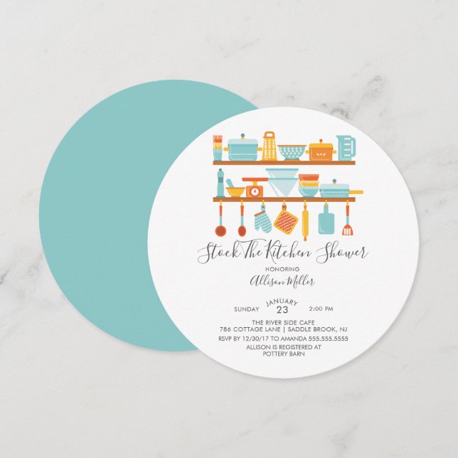 Reservar Las Invitaciones A La Ducha De Cocina (Anverso / Reverso)