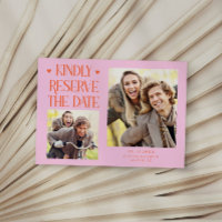 Reserve Amablemente Tarjeta Naranja Rosa Boda 2 Fo