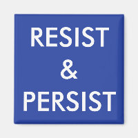 Resist & Persist texto blanco en imán azul