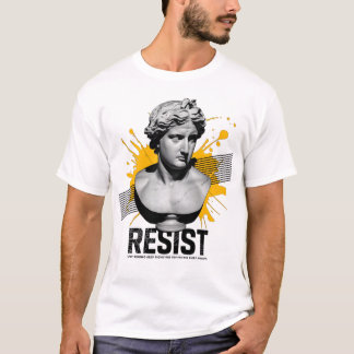 "Resista: Audaz camiseta de estatua griega con mot