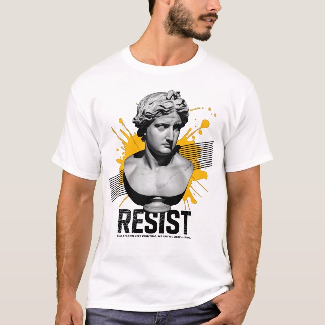 "Resista: Audaz camiseta de estatua griega con mot (Anverso)