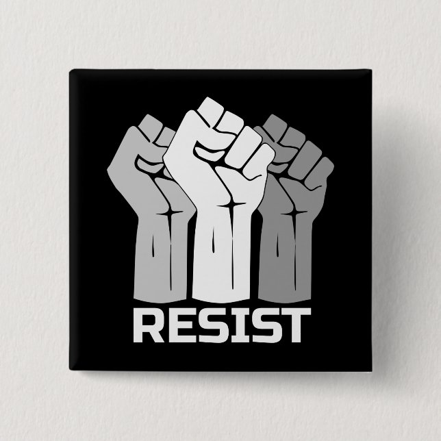 Resistir con puño - en blanco 0002 botón (Anverso)
