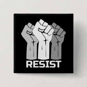 Resistir con puño - en blanco 0002 botón