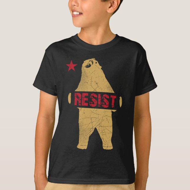 Resistir la camiseta de oso de California (Anverso)
