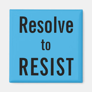Resolver para RESISTIR, texto negro en imán azul c
