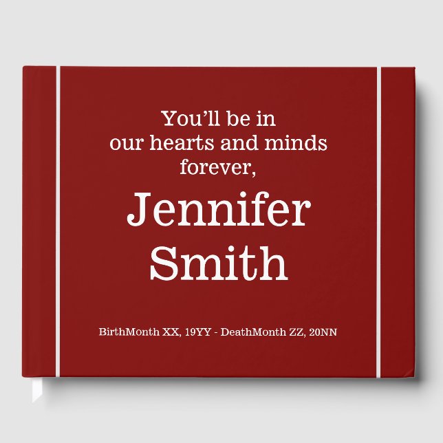 Respetable y básico libro de invitados conmemorati (Anverso)