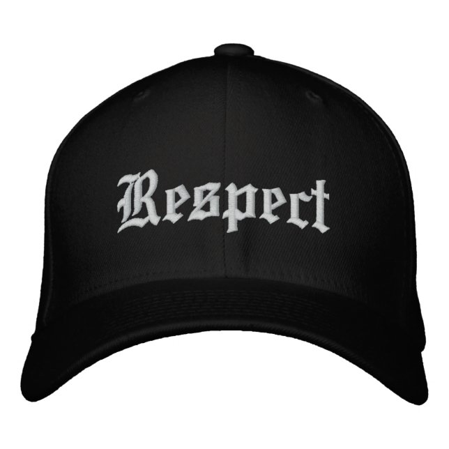 Respeto gorra en blanco con letras negras. (Anverso)
