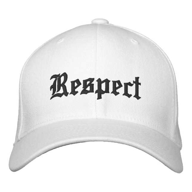 Respeto gorra en blanco con letras negras. (Anverso)