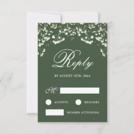 Respiración del bebé con tarjeta RSVP de boda verd
