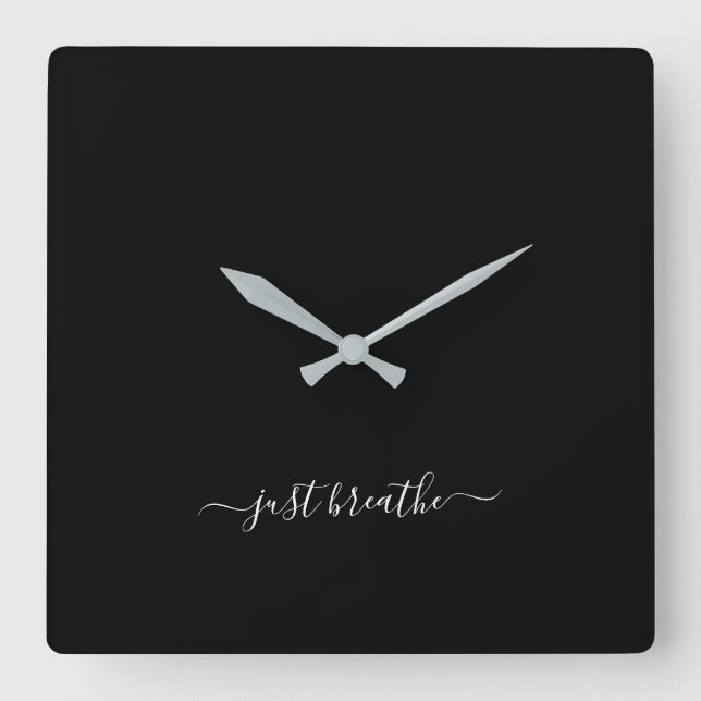 Respire un guión elegante negro yoga gran reloj (Anverso)