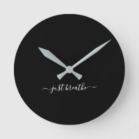 Respire un guión elegante negro yoga gran reloj