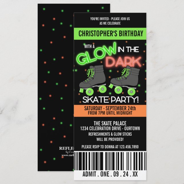 Resplandor en la invitación a la fiesta de cumplea (Anverso / Reverso)