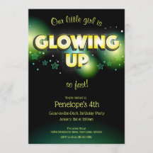 Resplandor en la invitación del niño de cumpleaños