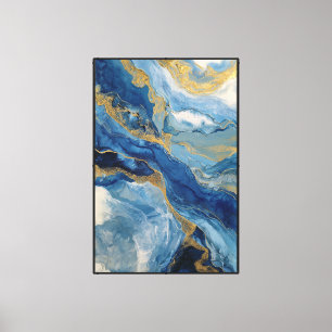 Resplandor marmoleado: Arte mural abstracto azul y