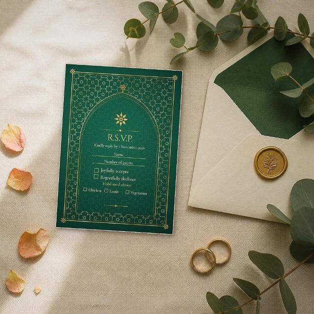 Responda amablemente Emerald Gold RSVP de boda isl (Subido por el creador)